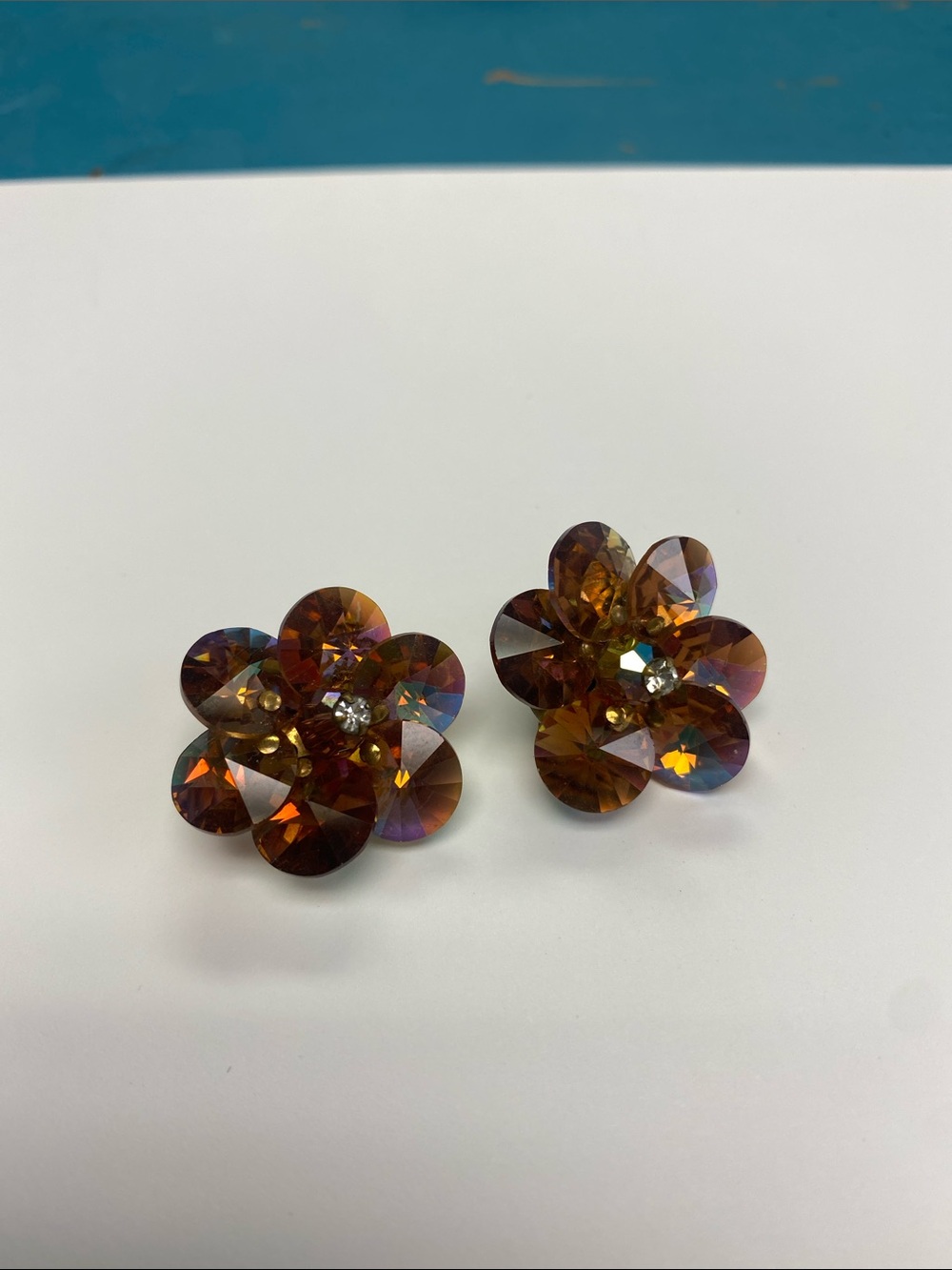 Vintage clip on glass beaded earrings.